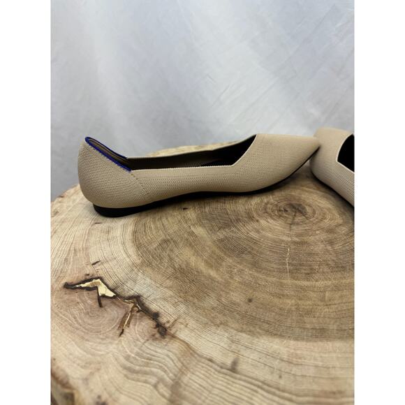 Beige with Blue Knit Pointed Ballerina Flats - Size 11.5 - Picture 7 of 11